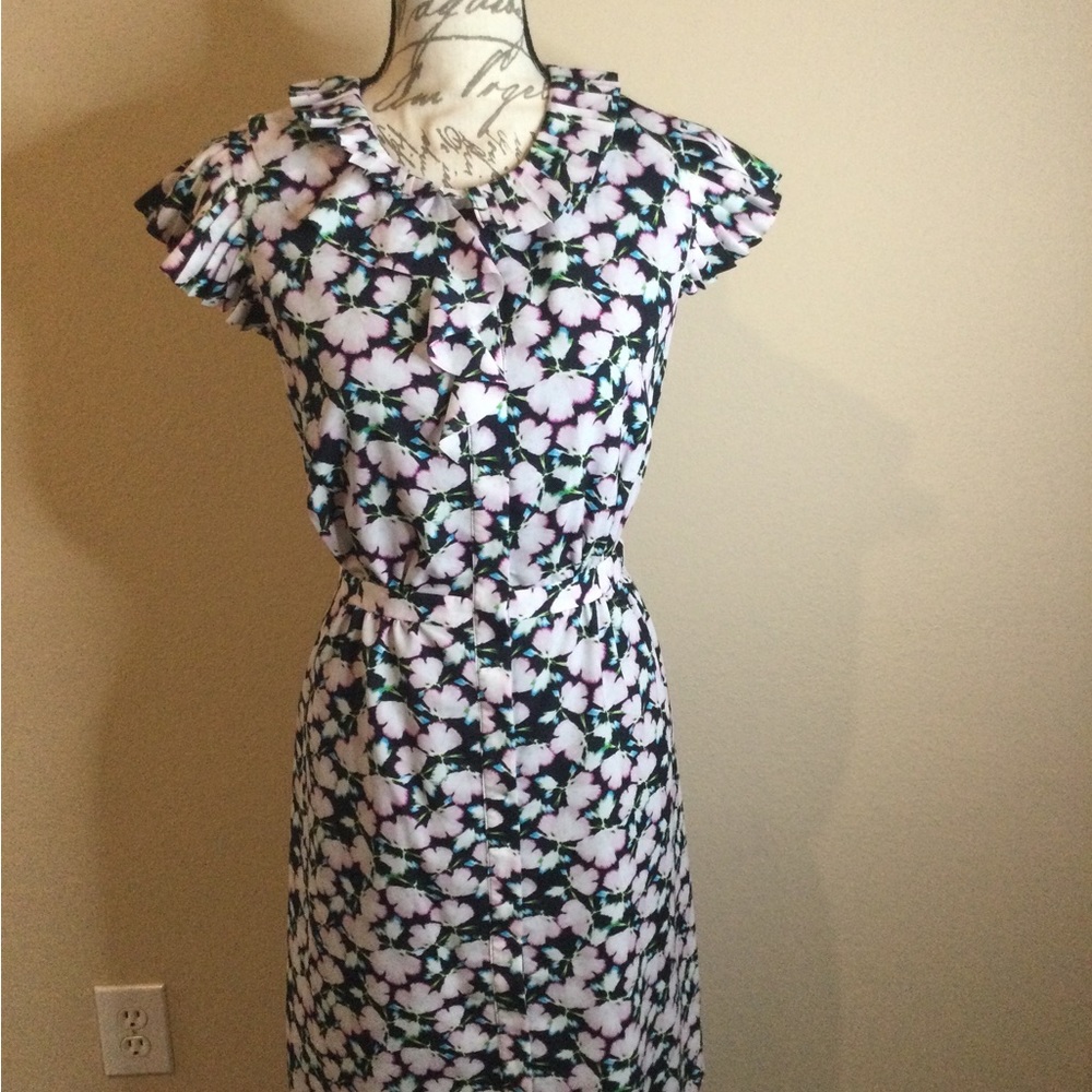 NWT Banana Republic Pink & Black Floral Print Dress Size 8